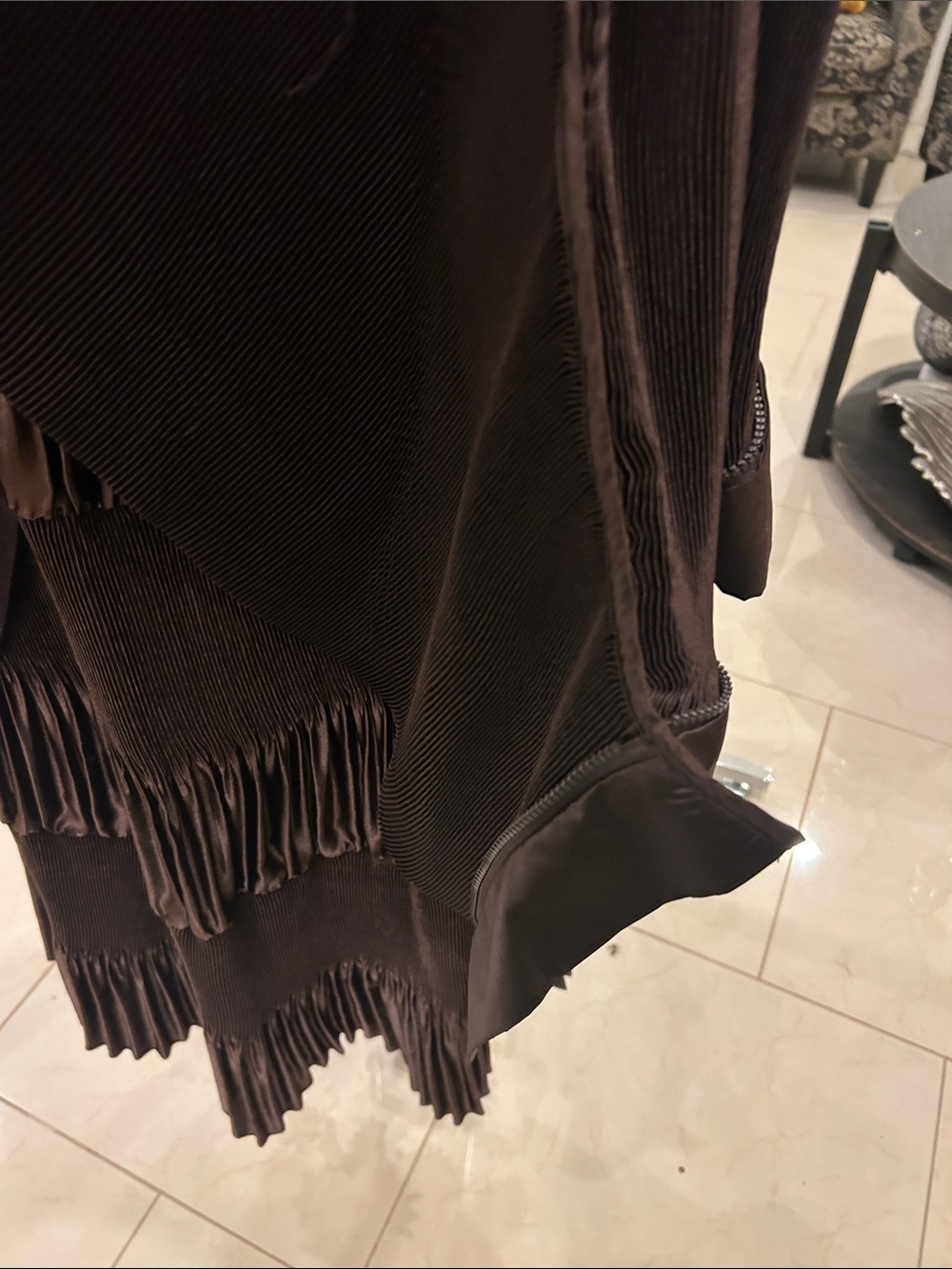 Women's Dark Brown Fringe Blazer with Statement Button - Picture 5 of 6